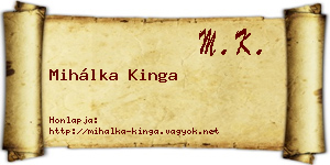 Mihálka Kinga névjegykártya